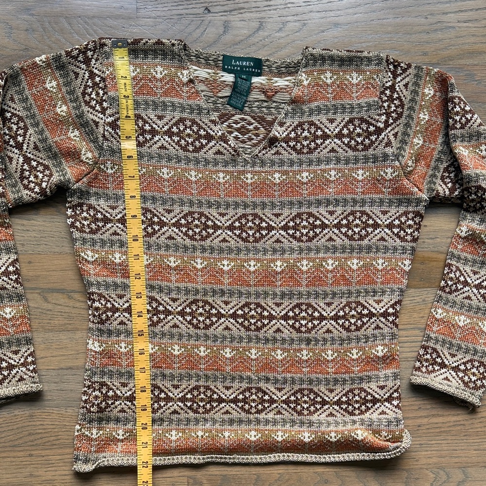 Lauren Ralph Lauren Earthy Toned Knit Sweater 90s vintage size M - Picture 5 of 12